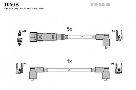 T050B TESLA Комплект кабелiв запалювання