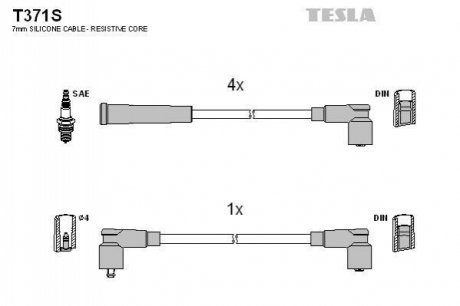 T371S TESLA Комплект кабелiв запалювання