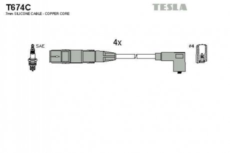 T674C TESLA Комплект кабелів високовольтних