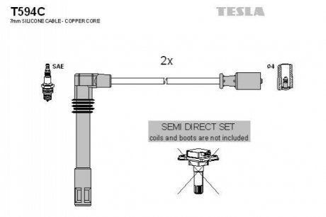 T594C TESLA Кабель запалювання к-кт TESLA Audi A4,A6 VW Passat 95-00 1,8