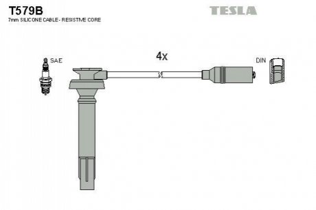 T579B TESLA Комплект кабелiв запалювання