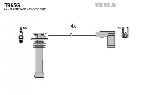 T965G TESLA Проводавысоковольтные,комплект Ford Fiesta v 2.0 (05-08),Ford Mondeo iii 1.8 (00