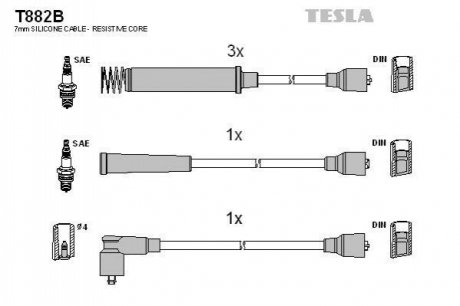 T882B TESLA Комплект кабелiв запалювання