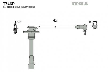 T746P TESLA Комплект кабелiв запалювання