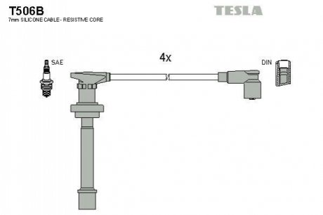 T506B TESLA Комплект кабелів високовольтних