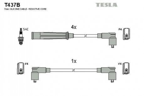 T437B TESLA Кабель запалювання к-кт TESLA BMW 75-90 E21