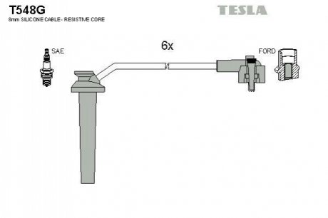 T548G TESLA Комплект кабелiв запалювання