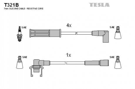 T321B TESLA Кабель запалювання к-кт TESLA Renault 88- 1,2