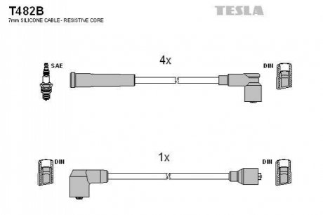 T482B TESLA Комплект кабелiв запалювання