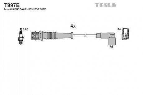 T897B TESLA Комплект кабелiв запалювання