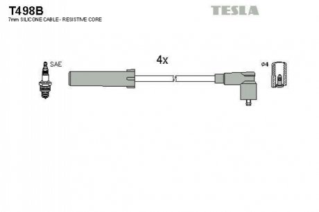 T498B TESLA Кабель запалювання к-кт TESLA Citroen, Peugeot,Fiat, Lancia 91-04 2,0