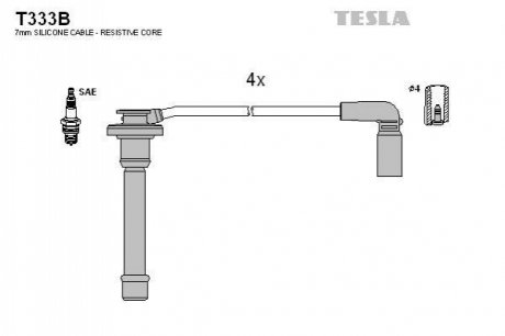 T333B TESLA Комплект кабелiв запалювання