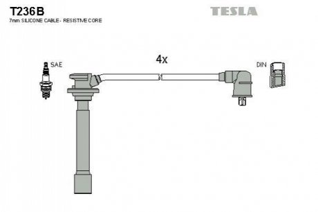 T236B TESLA Комплект кабелів високовольтних