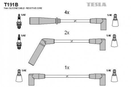 T191B TESLA Комплект кабелiв запалювання