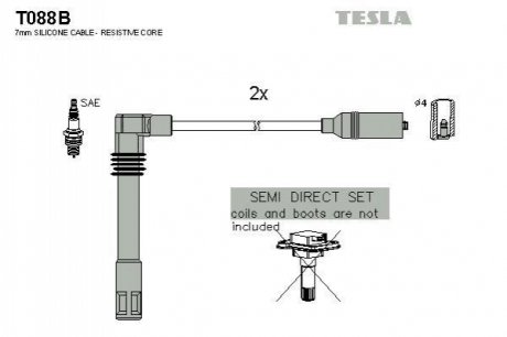 T088B TESLA Комплект кабелiв запалювання