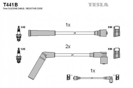 T441B TESLA Комплект кабелів високовольтних