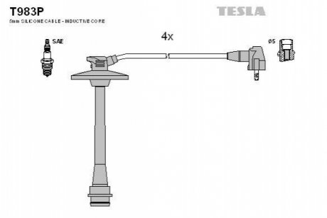 T983P TESLA Проводавысоковольтные,комплект Toyota Rav 4 i 2.0 (94-00),Toyota Rav 4 i cabrio