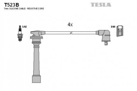 T523B TESLA Проводавысоковольтные,комплект Hyundai Accent iii 1.4 (05-10) (T523B) TESLA