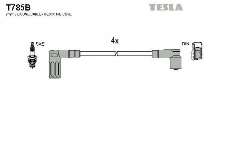 T785B TESLA Комплект кабелiв запалювання