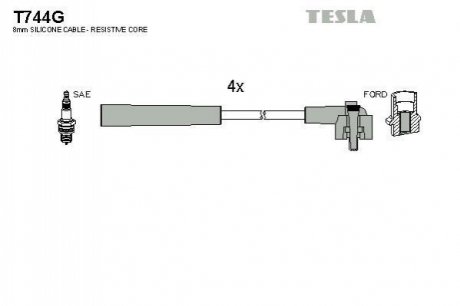 T744G TESLA Комплект кабелiв запалювання