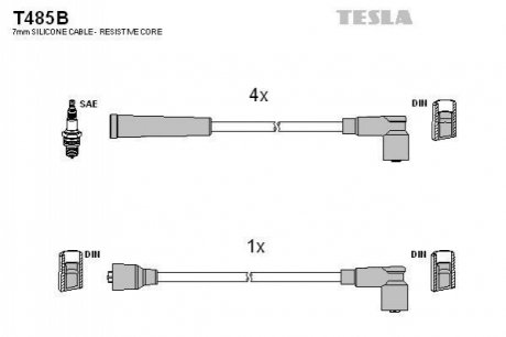 T485B TESLA Комплект кабелiв запалювання