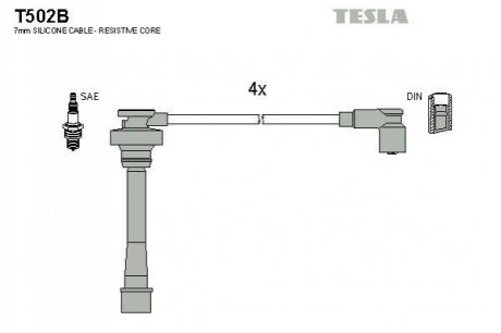 T502B TESLA Комплект кабелів високовольтних