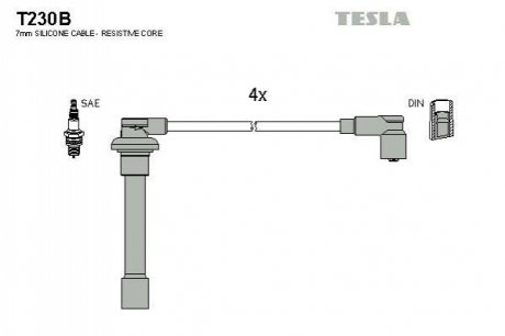 T230B TESLA Кабель запалювання к-кт TESLA Honda Civic IV D16Z6/D16Z7