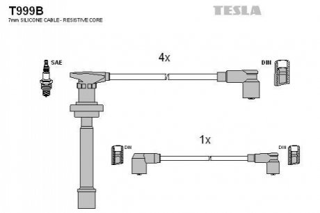 T999B TESLA Проводавысоковольтные,комплект Nissan (T999B) TESLA