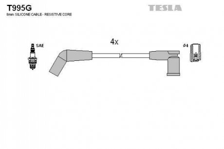 T995G TESLA Комплект кабелiв запалювання