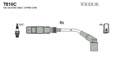 T810C TESLA Кабель запалювання к-кт TESLA BMW E34,E36,E45,E46 89-05