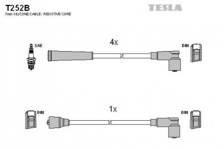 T252B TESLA Кабель запалювання к-кт TESLA Mitsubishi 79-00