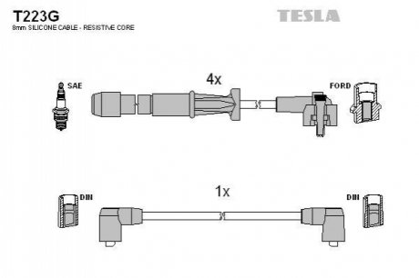 T223G TESLA Комплект кабелiв запалювання