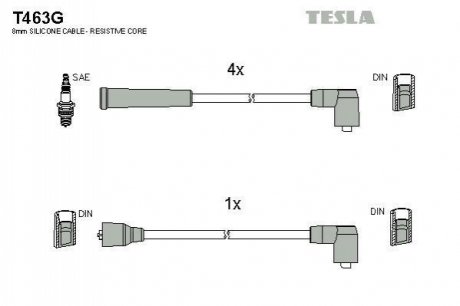 T463G TESLA Комплект кабелiв запалювання