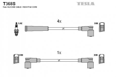 T368S TESLA Комплект кабелiв запалювання