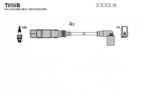 T056B TESLA Проводавысоковольтные,комплект Skoda Roomster 1.2 (10-15),Skoda Roomster praktik