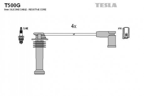 T500G TESLA Кабель запалювання к-кт TESLA Ford