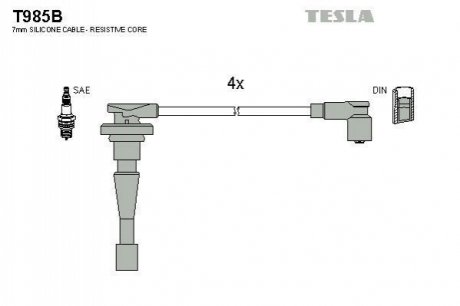 T985B TESLA Комплект кабелiв запалювання