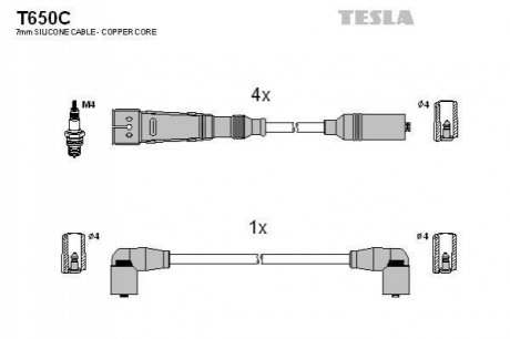 T650C TESLA Комплект кабелiв запалювання