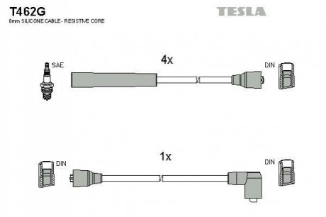 T462G TESLA Кабель запалювання к-кт TESLA Ford 80-92 1,4