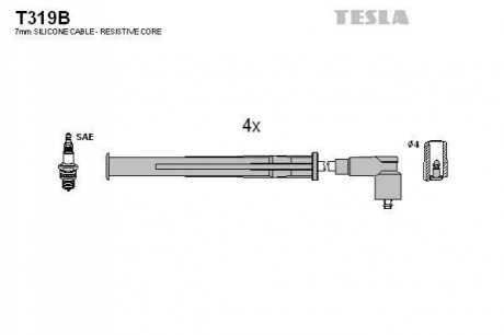 T319B TESLA Комплект кабелiв запалювання