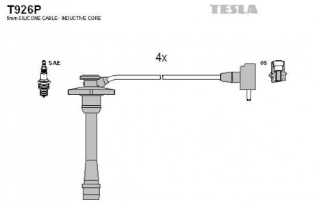 T926P TESLA Комплект кабелiв запалювання