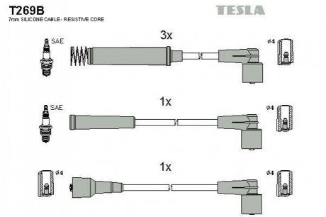 T269B TESLA Комплект кабелiв запалювання