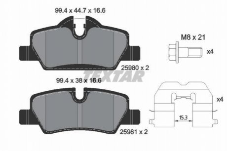 2598001 TEXTAR Гальмівні колодки дискові