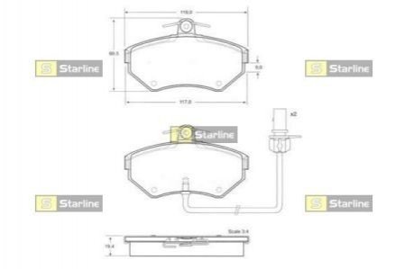 BD S144 STARLINE Гальмівні колодки дискові