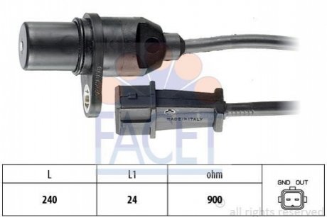 9.0279 FACET Датчик коленвала Hyundai Accent/Elantra/Getz /Kia Cerato/Rio 1.3-1.6 00-