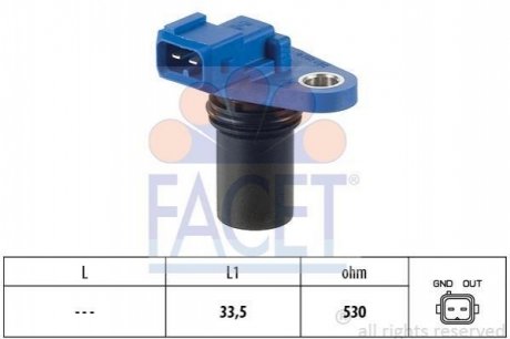 9.0302 FACET Датчик оборотов коленвала Volvo C30, S40 II, V50 1.25-1.6, 95- (9.0302) FACET