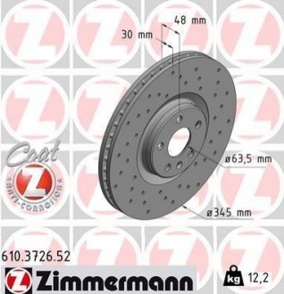 610372652 ZIMMERMANN Диск тормозной