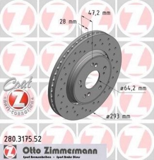 280317552 ZIMMERMANN Диск гальмівний SPORT Z