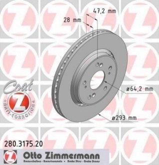 280317520 ZIMMERMANN Диск гальмівний Coat Z