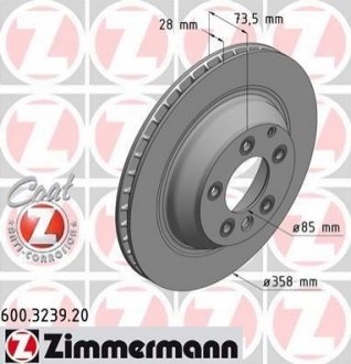 600323920 ZIMMERMANN Диск гальмівний Coat Z